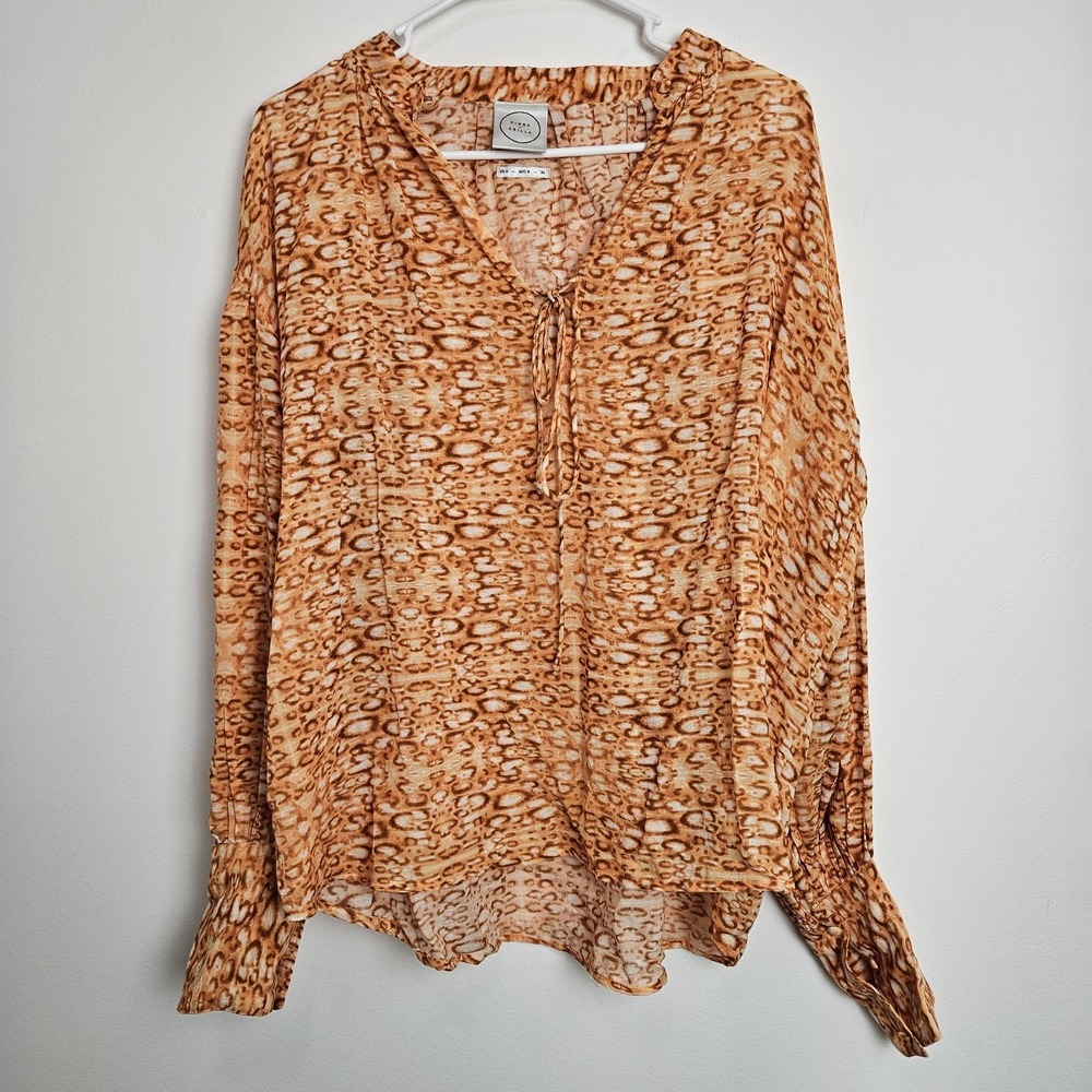 Anthropologie Kinga Csilla Blouse Size 4‎ Cotton Orange Abstract Print Peasant